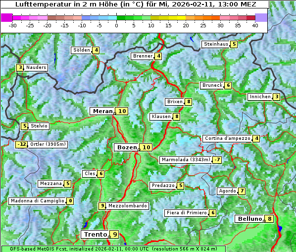 Temperatur, 11. 2. 2026