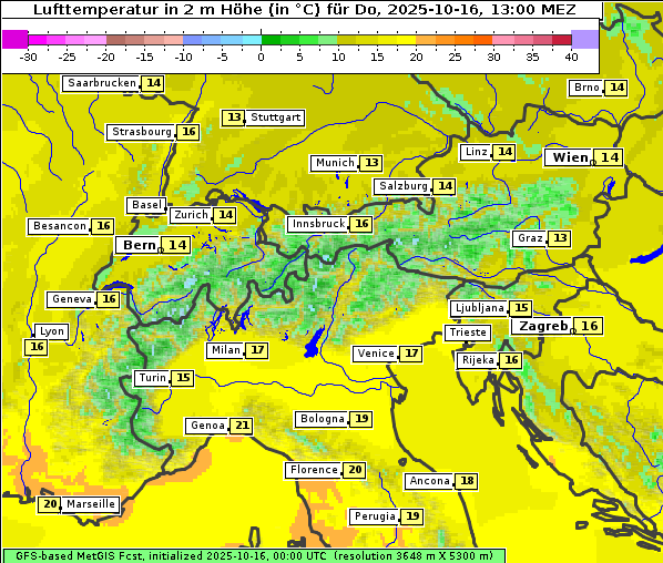 Temperatur, 16. 10. 2025