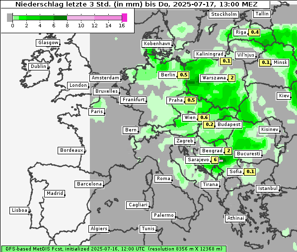 Niederschlag, 17. 7. 2025