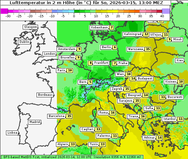 Temperatur, 15. 3. 2026
