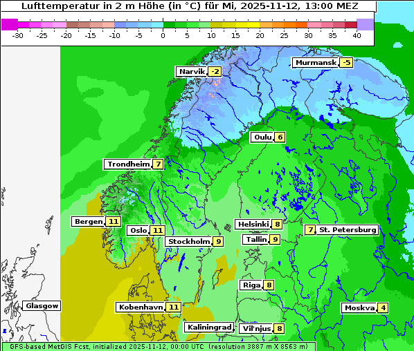 Temperatur, 12. 11. 2025