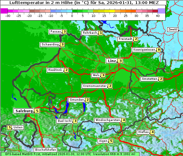 Temperatur, 31. 1. 2026