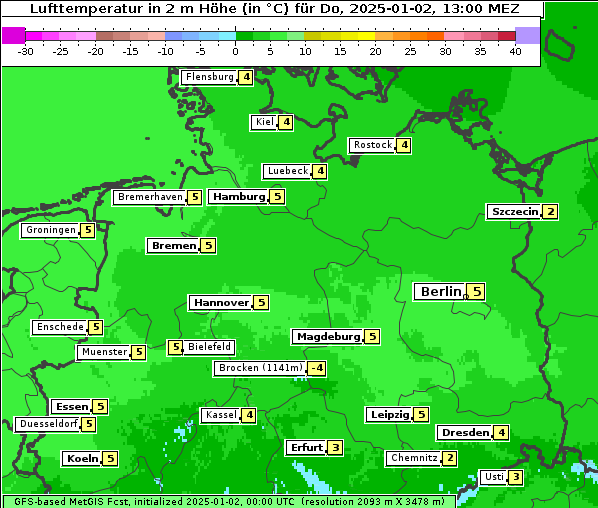 Temperatur, 2. 1. 2025