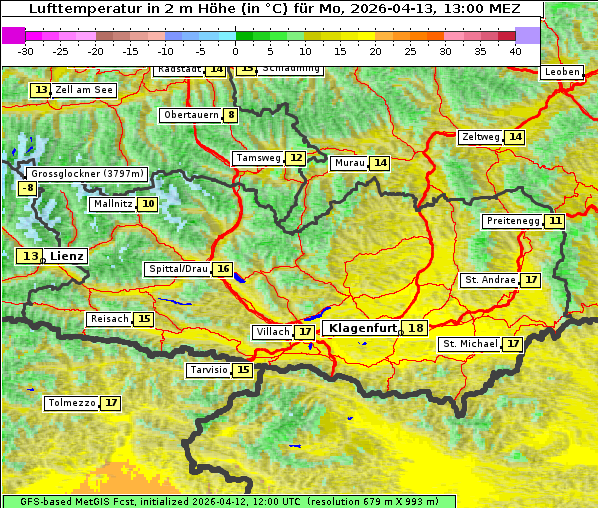 Temperatur, 13. 4. 2026