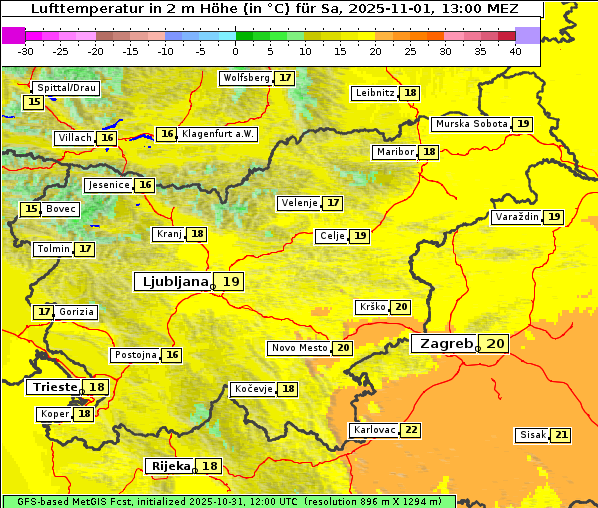 Temperatur, 1. 11. 2025
