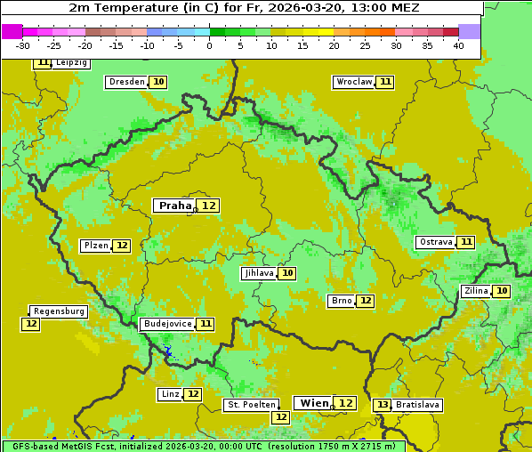 Temperatur, 20. 3. 2026