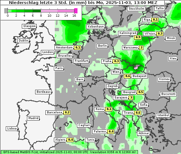 Niederschlag, 3. 11. 2025