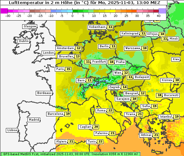 Temperatur, 3. 11. 2025