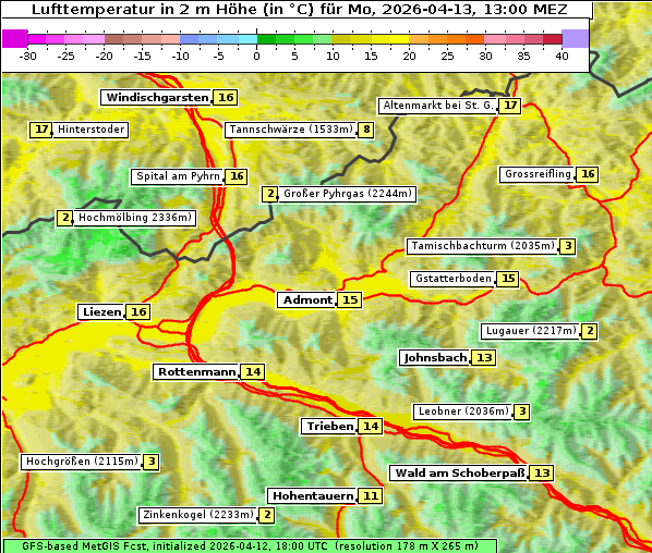 Temperatur, 13. 4. 2026