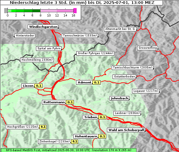 Niederschlag, 1. 7. 2025