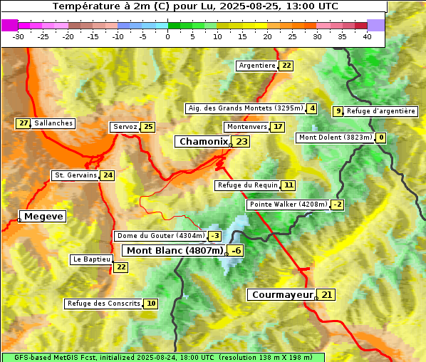 Temperatur, 25. 8. 2025