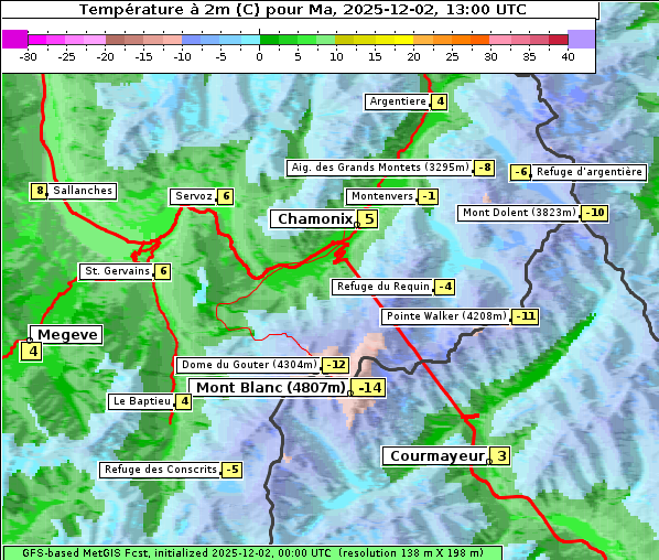 Temperatur, 2. 12. 2025