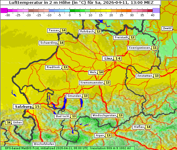 Temperatur, 11. 4. 2026