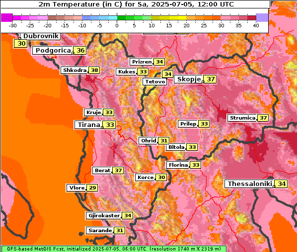 Temperatur, 5. 7. 2025