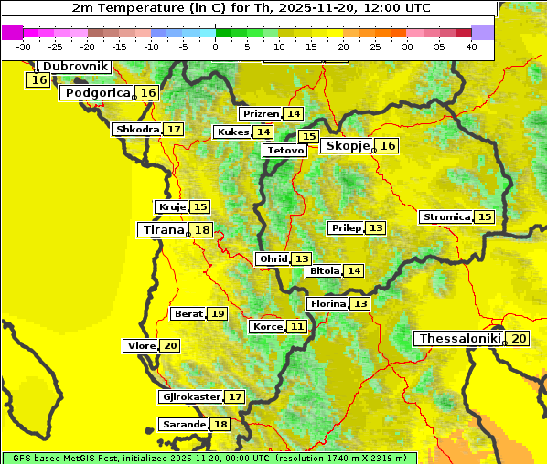 Temperatur, 20. 11. 2025
