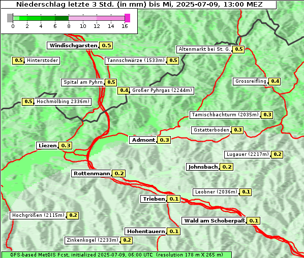 Niederschlag, 9. 7. 2025