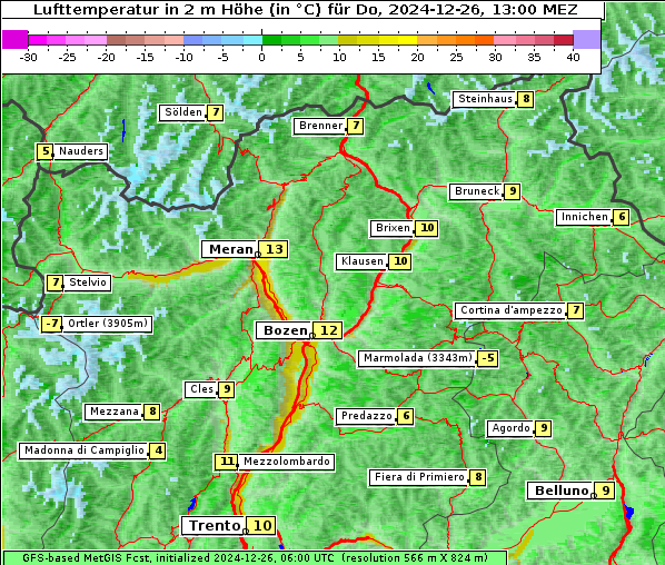 Temperatur, 26. 12. 2024