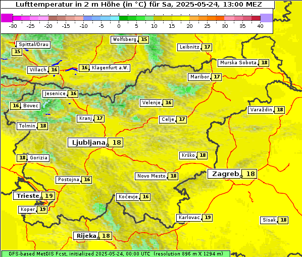 Temperatur, 24. 5. 2025