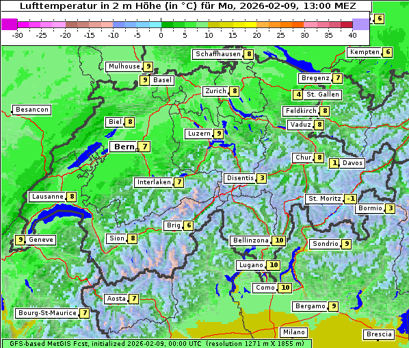 Temperatur, 9. 2. 2026