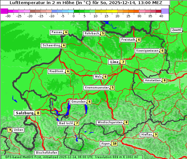Temperatur, 14. 12. 2025