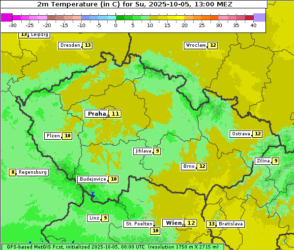 Temperatur, 5. 10. 2025