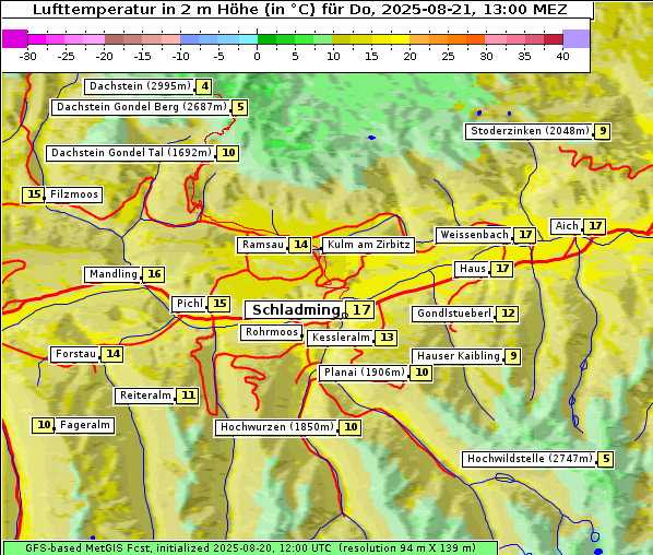 Temperatur, 21. 8. 2025
