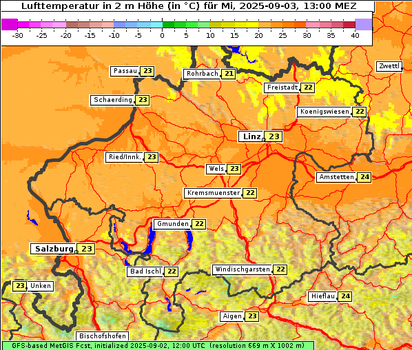 Temperatur, 3. 9. 2025