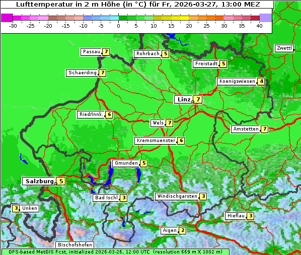 Temperatur, 27. 3. 2026