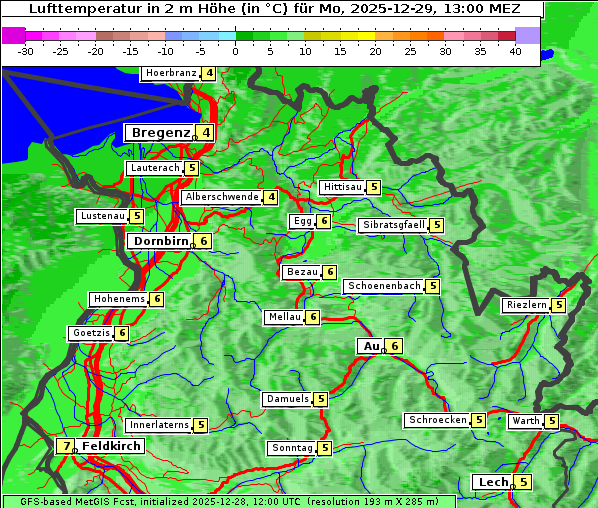 Temperatur, 29. 12. 2025