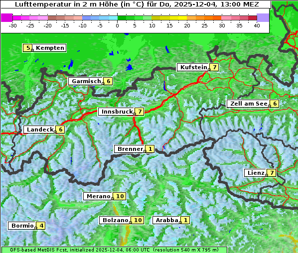 Temperatur, 4. 12. 2025