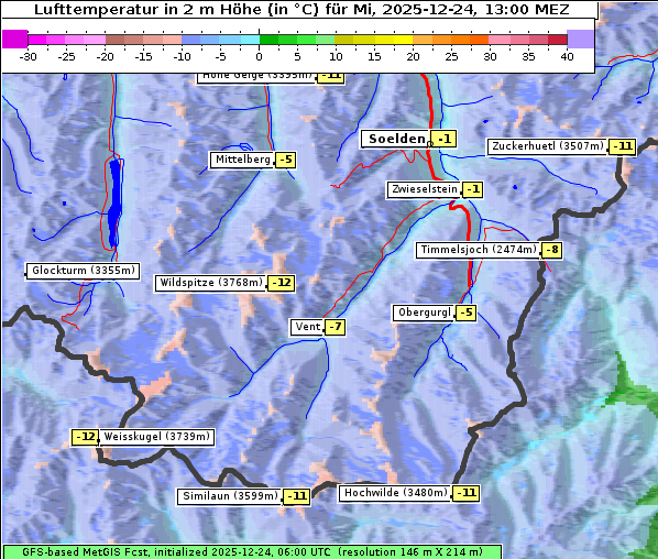 Temperatur, 24. 12. 2025