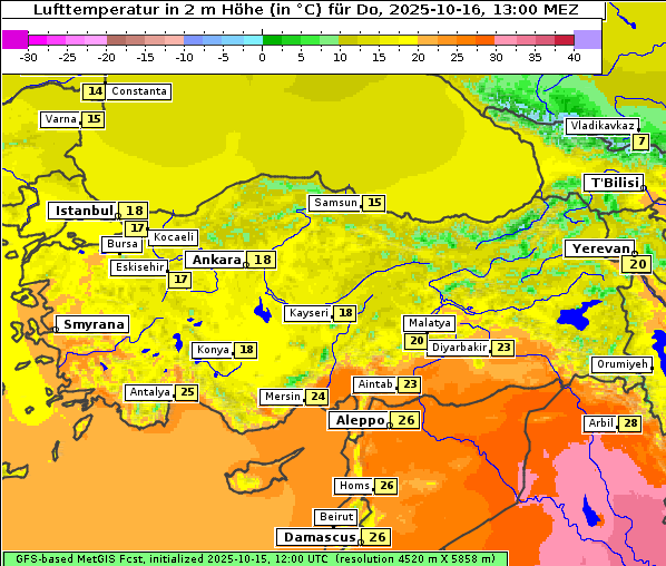 Temperatur, 16. 10. 2025