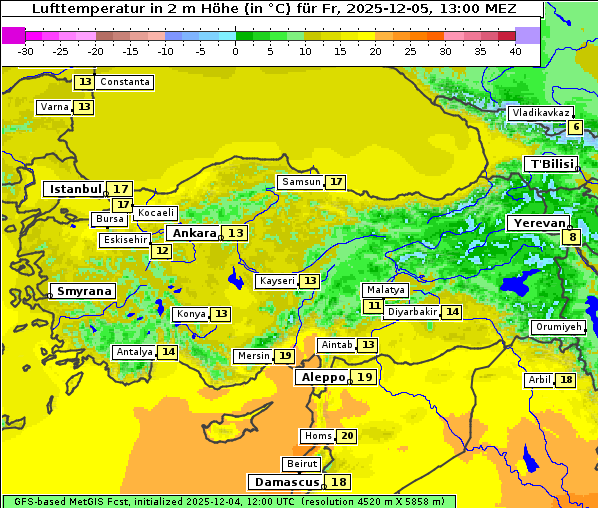 Temperatur, 5. 12. 2025