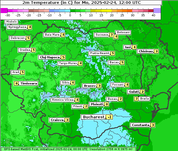 Temperatur, 24. 2. 2025