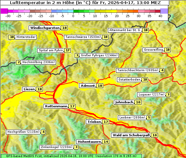 Temperatur, 17. 4. 2026