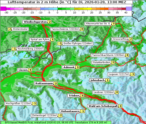 Temperatur, 20. 1. 2026