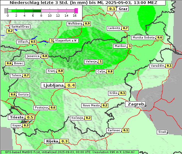 Niederschlag, 3. 9. 2025