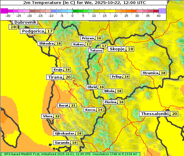 Temperatur, 22. 10. 2025