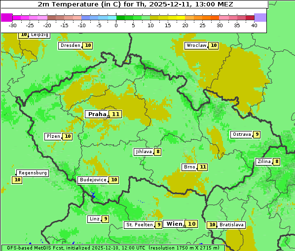 Temperatur, 11. 12. 2025