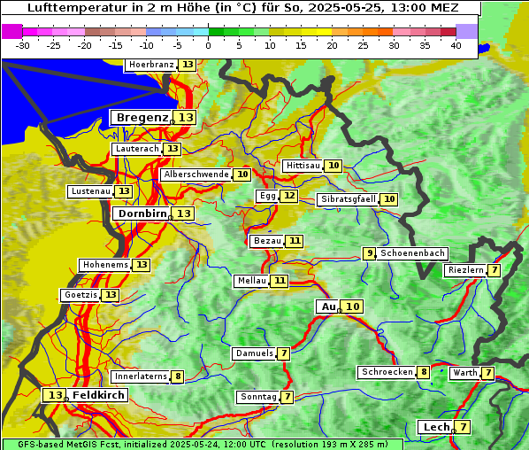 Temperatur, 25. 5. 2025