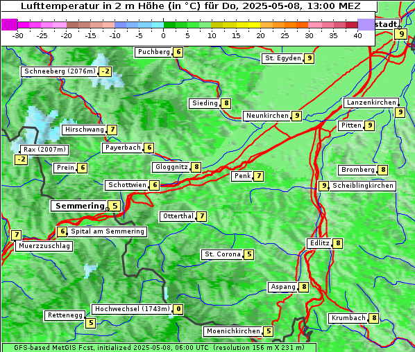 Temperatur, 8. 5. 2025