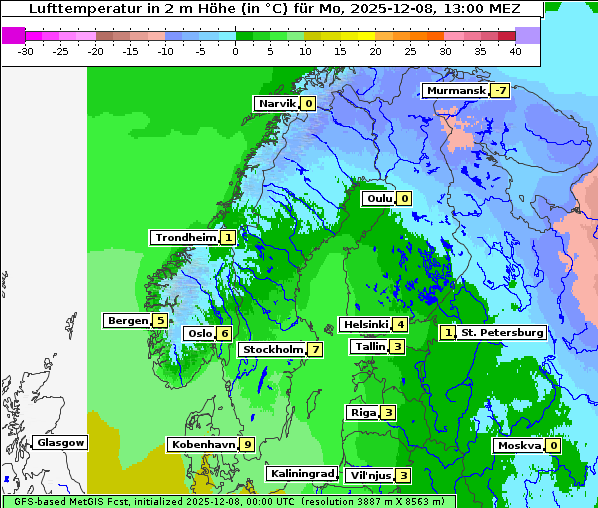 Temperatur, 8. 12. 2025