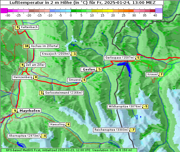 Temperatur, 24. 1. 2025