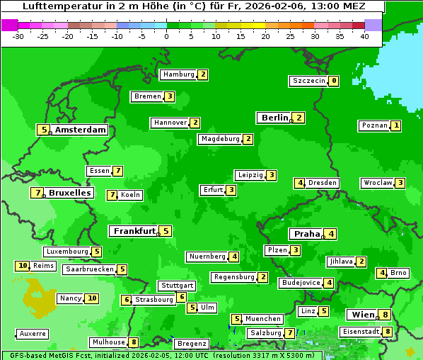 Temperatur, 6. 2. 2026