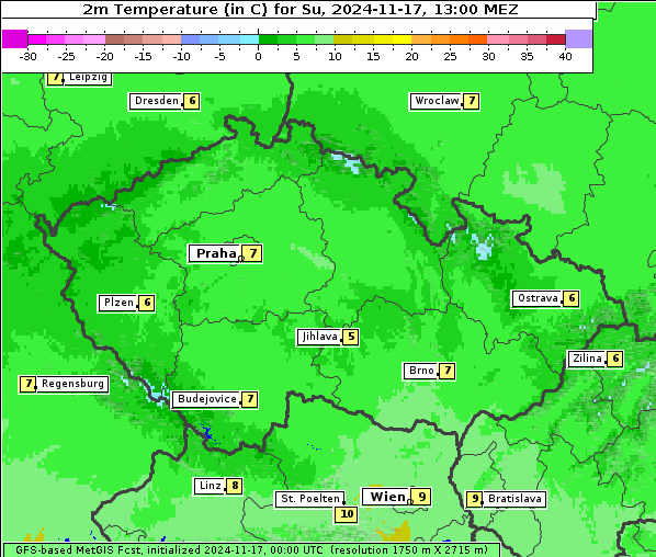 Temperatur, 17. 11. 2024