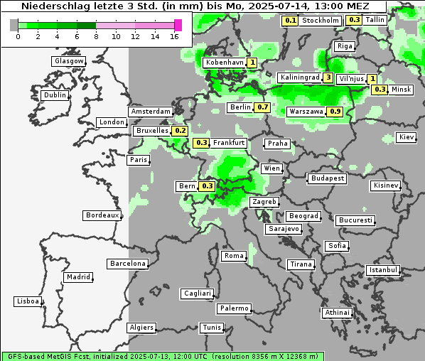 Niederschlag, 14. 7. 2025