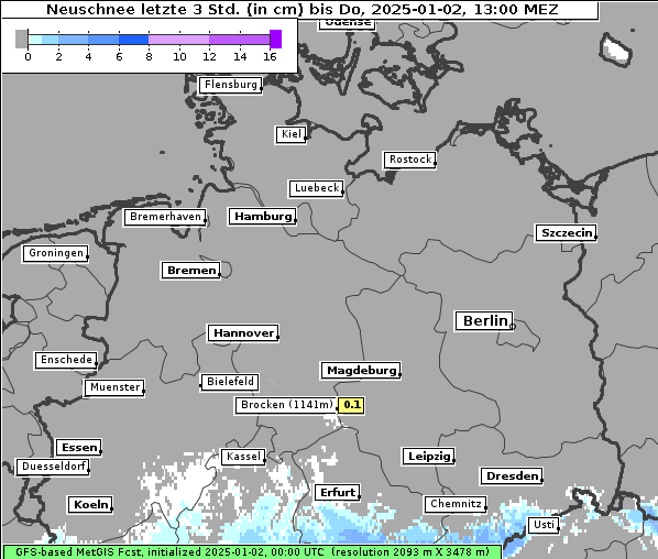 Neuschnee, 2. 1. 2025