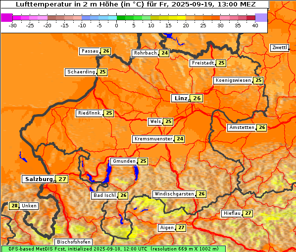 Temperatur, 19. 9. 2025