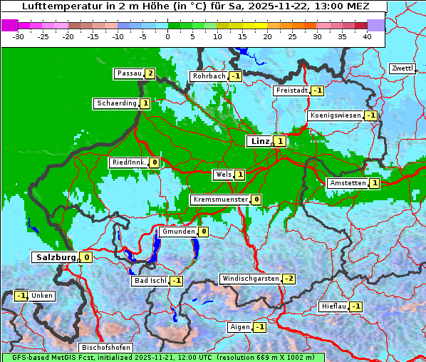 Temperatur, 22. 11. 2025