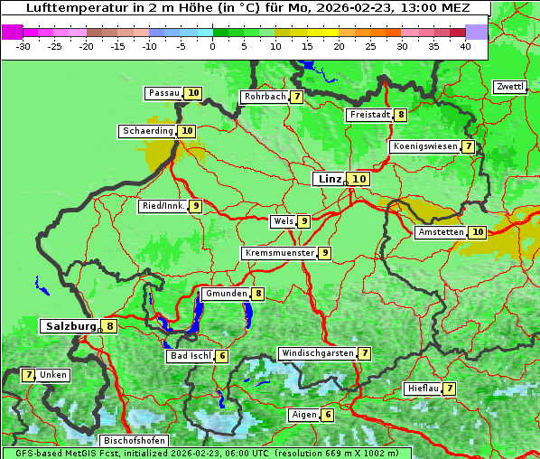 Temperatur, 23. 2. 2026